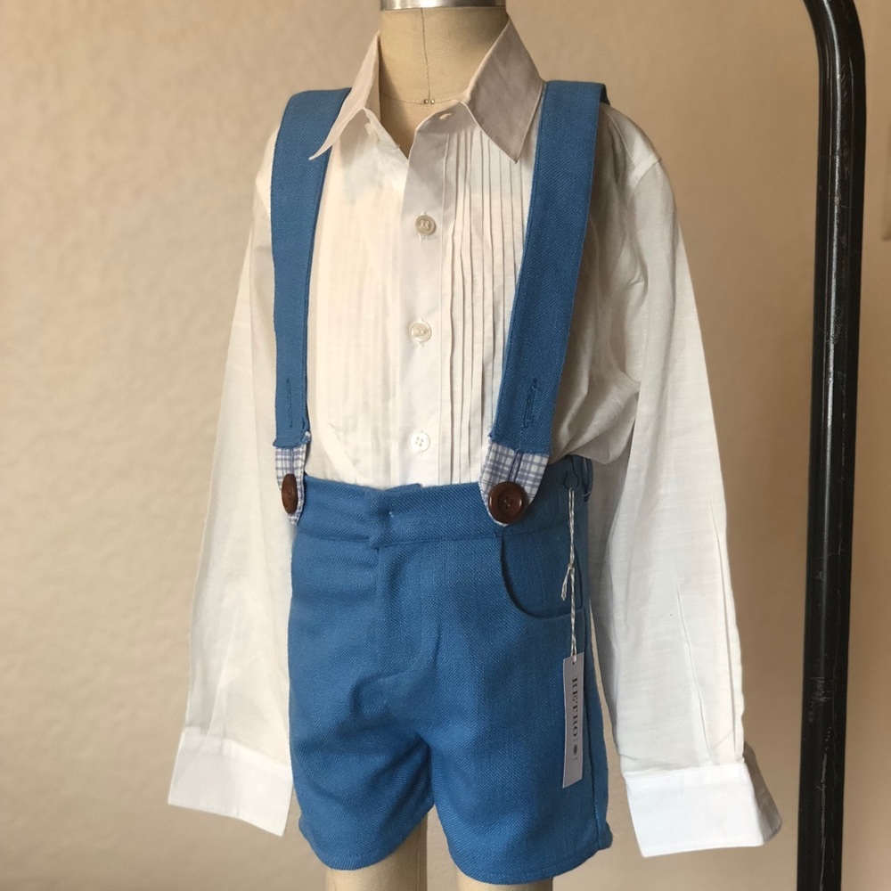 Blue Suspender Shorts- Toddler Shorts